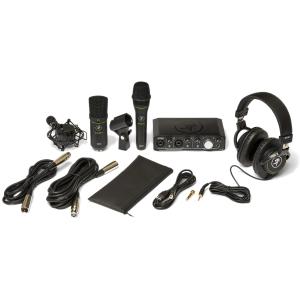 KIT CON INTERFACCIA AUDIO, MICROFONO A CONDENSATORE, MICROFONO DINAMICO, CUFFIA MACKIE