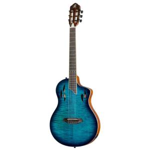 ORTEGA Tour Player FMA Blue CHITARRA ELETTROACUSTICA CON CORDE IN NYLON FLAMED MAPLE BLUE