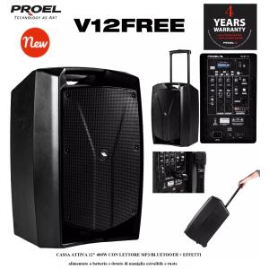 Proel V12FREE Sistema audio completo Trolley a batteria Cassa Attiva 400w