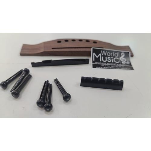 PONTE PER CHITARRA ACUSTICA IN LEGNO PALISSANDRO  SET COMPLETO