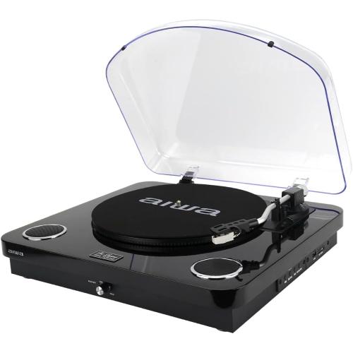 AIWA GBTUR-120BKMKII GIRADISCHI STEREO CON ALTOPARLANTI INTEGRATI, BLUETOOTH, RADIO FM E REGISTRAZIONE USB NERO
