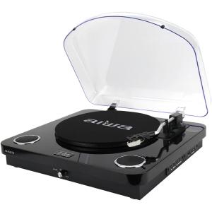 AIWA GBTUR-120BKMKII GIRADISCHI STEREO CON ALTOPARLANTI INTEGRATI, BLUETOOTH, RADIO FM E REGISTRAZIONE USB NERO