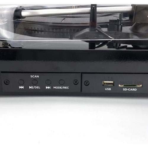 AIWA GBTUR-120BKMKII GIRADISCHI STEREO CON ALTOPARLANTI INTEGRATI, BLUETOOTH, RADIO FM E REGISTRAZIONE USB NERO
