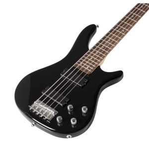 SOUNDSATION  GUNBARREL-5 BK BASSO ELETTRICO CON PICK UP AL PONTE E AL MANICO (VERSIONE 5 CORDE)