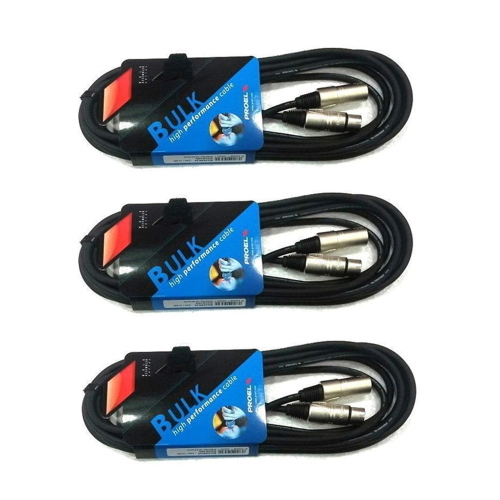 PROEL BULK250LU5 KIT 3 CAVI PER MICROFONO XLR 3 POLI F  XLR 3 POLI M 5MT 