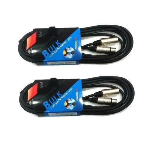 PROEL BULK250LU5 KIT 2 CAVI PER MICROFONO XLR 3 POLI F  XLR 3 POLI M 5MT 