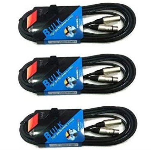 PROEL BULK250LU10 KIT 3 CAVI PER MICROFONO XLR 3 POLI F  XLR 3 POLI M 10MT 