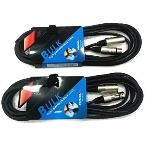 PROEL BULK250LU20 KIT 2 CAVI PER MICROFONO XLR 3 POLI F  XLR 3 POLI M 20MT 