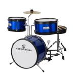BATTERIA ACUSTICA PER BAMBINI DA 3 FUSTI COMPLETA BLU METALLIZZATO