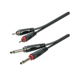 CAVO ADATTATORE 2X6.3MM JACK MASCHIO STEREO - 2XRCA MASCHIO / 5MT