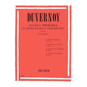 DUVERNOY SCUOLA PRIMARIA 25 STUDI FACILI E PROGRESSIVI OP.176 RICORDI PIANOFORTE