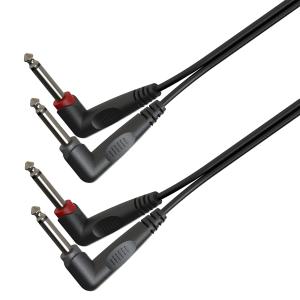 Cavo adattatore 2x6.3mm Jack angolato maschio MONO - 2x6.3mm Jack angolato maschio MONO / 6mt