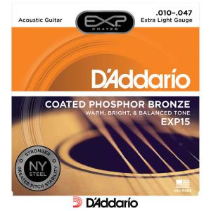 D'ADDARIO EXP15 PHOSPHOR BRONZE - CORDIERA PER CHITARRA ACUSTICA COATED PHOSPHOR BRONZE EXTRA LIGHT