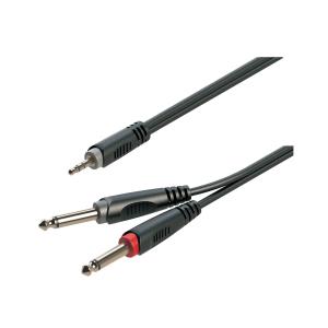 CAVO ADATTATORE JACK DA 3,5 MM MASCHIO STEREO - JACK 2X6,3 MM MASCHIO MONO / 1,5 MT