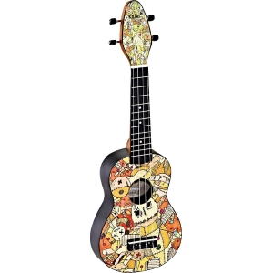 PACK UKULELE SOPRANO VOODOO PUPPET CON ACCORDATORE, TRACOLLA, PLETTRI E BORSA