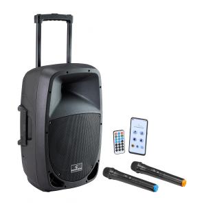 Sistema PA Portatile da 15" con App Go-Sound Air, 2 Radiomicrofoni VHF, Trolley e Batteria