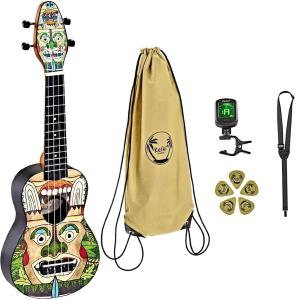 KEIKI K2-TM PACK UKULELE SOPRANO TOTEM CON ACCORDATORE, TRACOLLA, PLETTRI E BORSA 